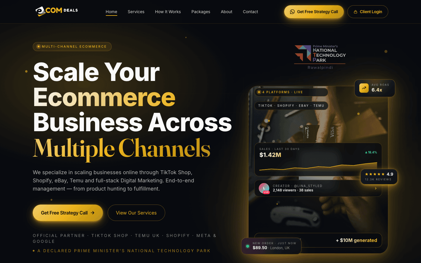 Ecom Deals homepage